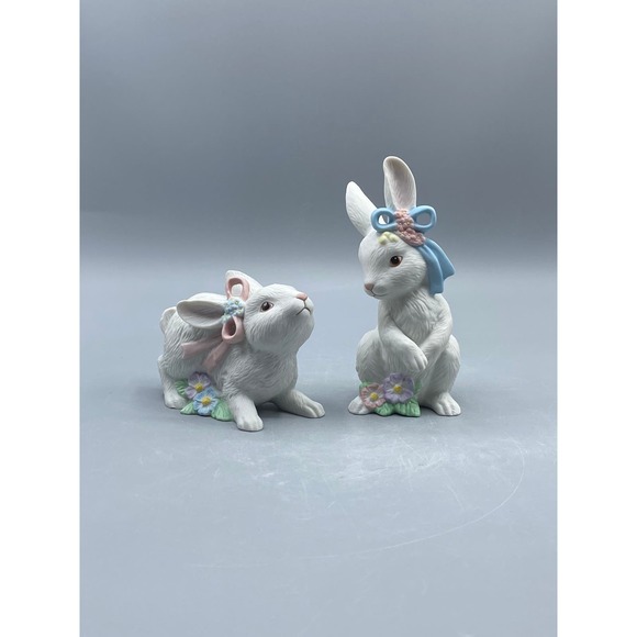 Spring Easter Bunnies Home Interiors Bunny Blossoms Figurines - Picture 3 of 8